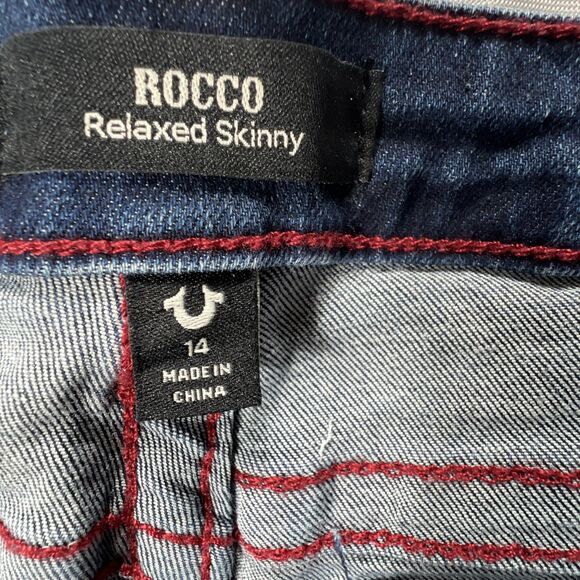 True Religion Rocco Red Stitched Boys Size 14 Relaxed Skinny Jeans NWT - Picture 4 of 13